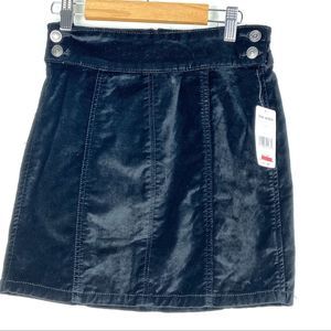 New FREE PEOPLE Retro Bodycon Mini Skirt 24 black